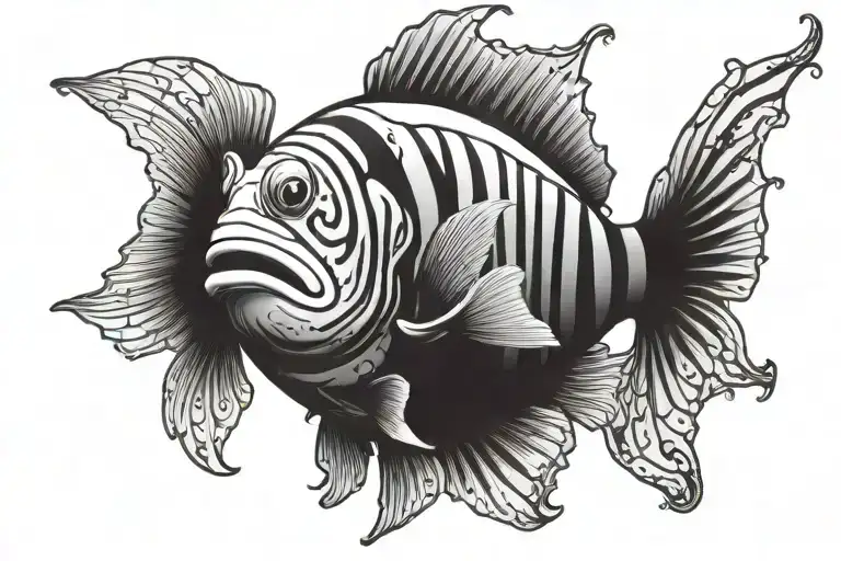 clown fish dressed as gothic clown tattoo design idea