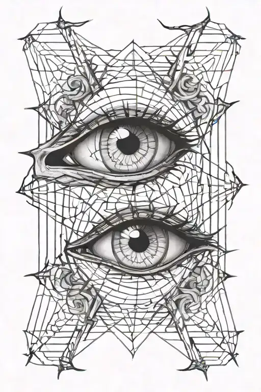 The devil's eye with three pupils in barbed wire wrapped tattoo design idea