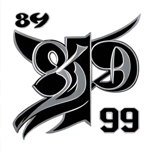 bold 89 96 99 numerals surrounded tattoo design idea
