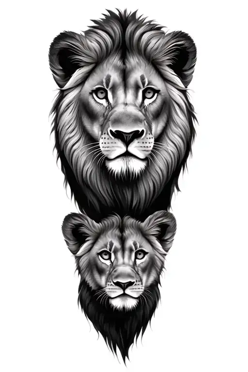 Lion and cub faces  tattoo design idea