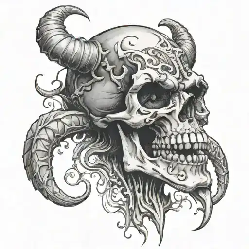 Scary demon skull tattoo design idea