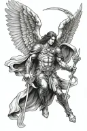 Archangel Raphael holding staff tattoo design idea