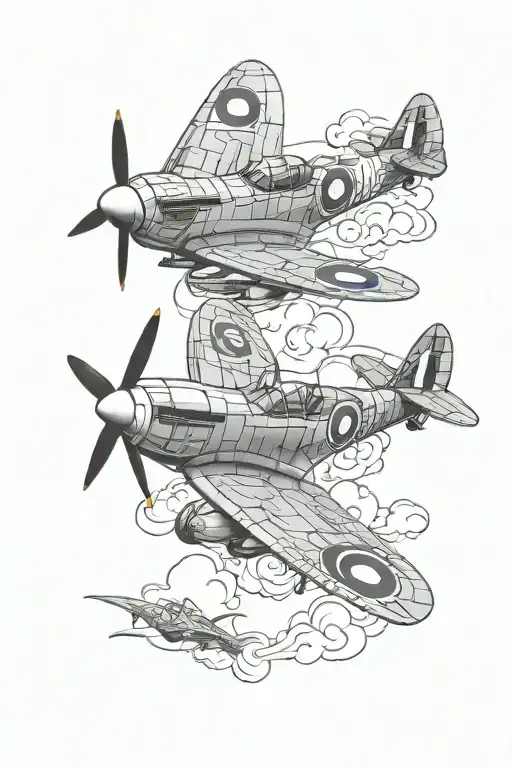 spitfire fighter plane tattoo design idea