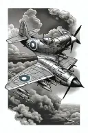 one spitfire fighter jet plane tattoo design idea