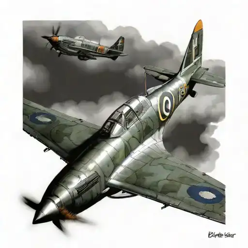 one spitfire fighter jet plane tattoo design idea