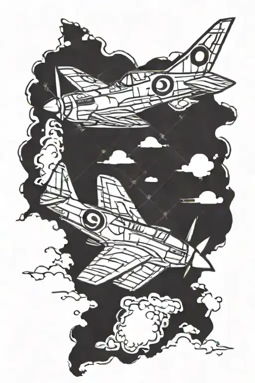 one spitfire fighter jet plane tattoo design idea
