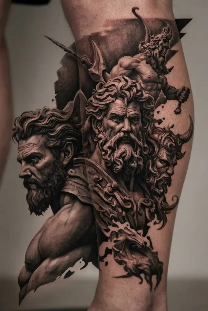 zeus y poseidon tattoo design idea