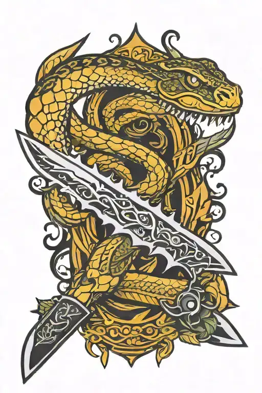 Csgo knife with 2snakes tattoo design idea