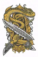 Csgo knife with 2snakes tattoo design idea