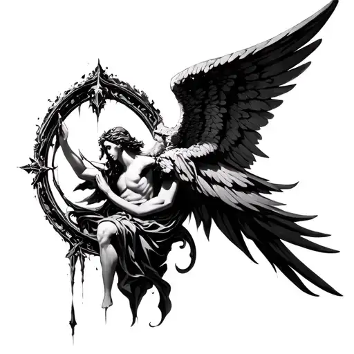 gothic arch angel michael tattoo design idea