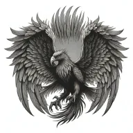 A phoenix bird with spread wings tattoo design idea