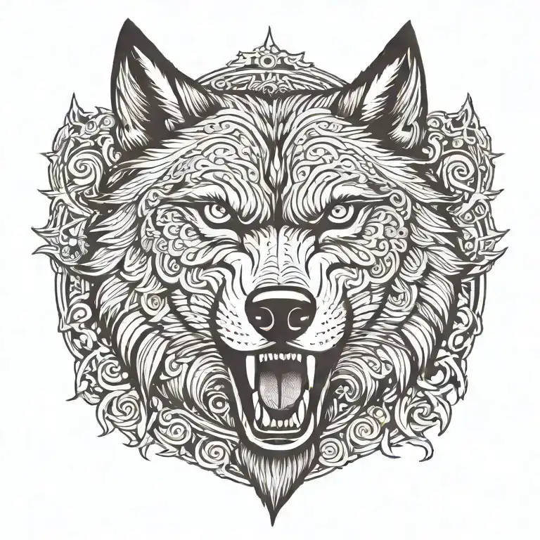 wolf head   tattoo design idea