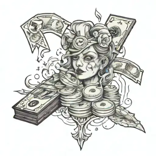 money trauma addiction  tattoo design idea