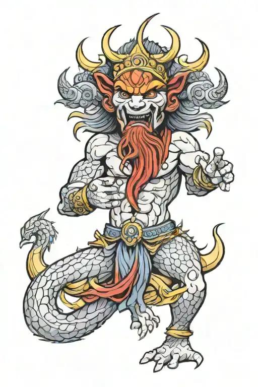 Babylonian djinn tattoo design idea