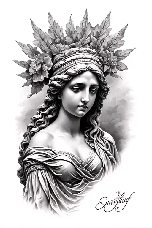 greek goddess tattoo design idea