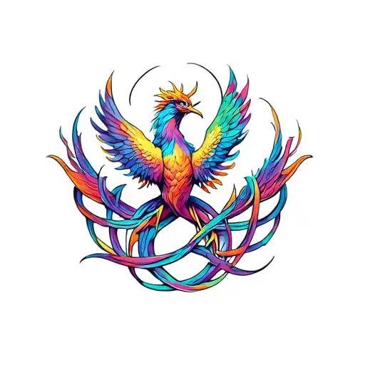 witch knot pheonix tattoo design idea
