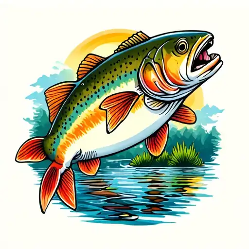 rainbow trout tattoo design idea