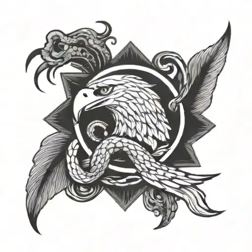 eagle and snake for thigh tattoo design idea