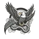 eagle and snake for thigh tattoo design idea