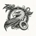 eagle and snake for thigh tattoo design idea