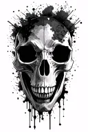 trash polka style featuring large animal skull tattoo design idea