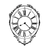 clock with Roman numerals pointing the the time 7:27 and 12 sec and incorporating the date 8-11-75 tattoo design idea