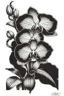 Purple Orchids flower with name tattoo design idea