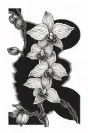 Purple Orchids flower with name tattoo design idea