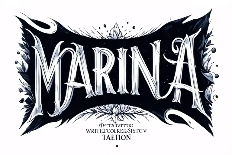 "MARINA " Name Design: Write tattoo design idea