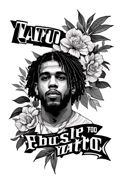 j Cole art and quotes incorporated into the design tattoo design idea