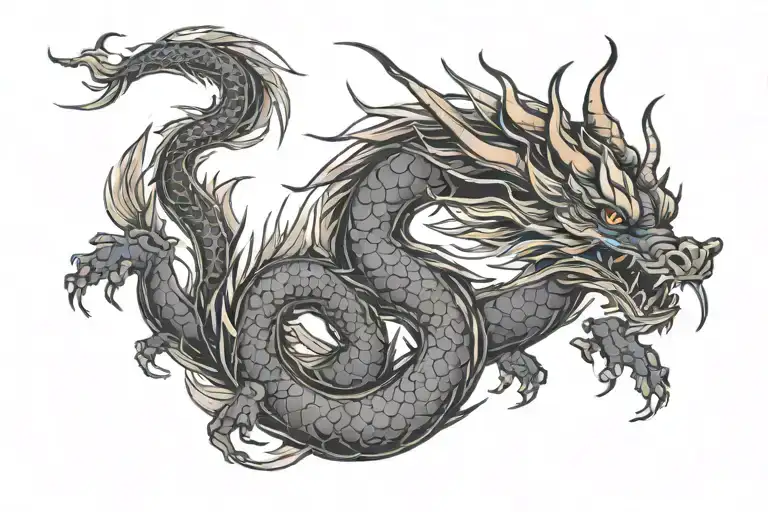 dragon flying simple outline tattoo design idea