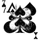 Backwards 7 of Spades on top, 2 of Diamonds beneath Aged, distressed texture  Sharp, crisp linework with a sketch tattoo design idea