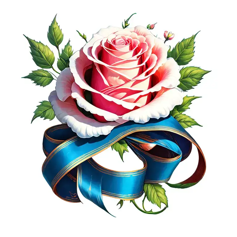 show rosette ribbon tattoo design idea
