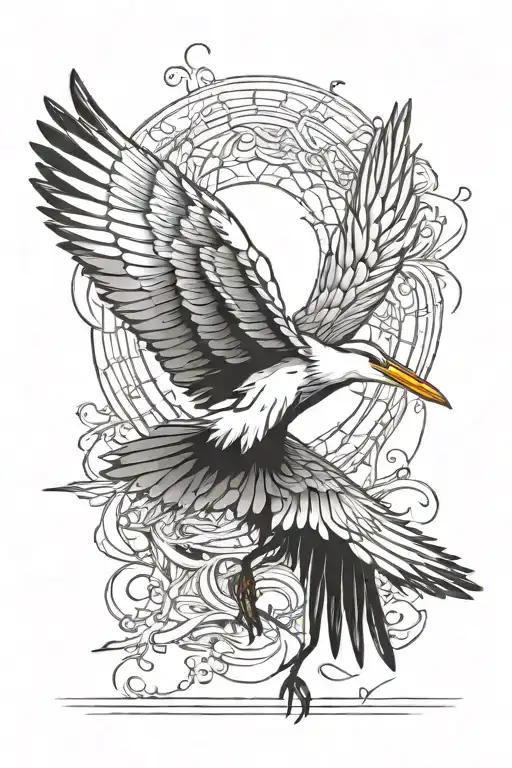 heron wings spread tattoo design idea