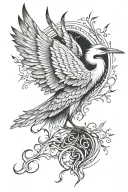 heron wings spread tattoo design idea