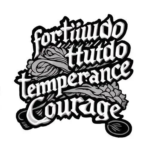 "fortitudo temperance courage" Stoic virtues tattoo design idea