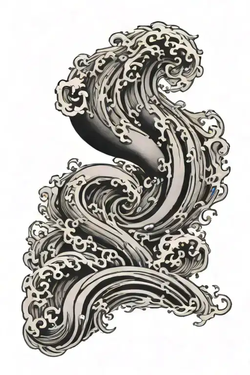 the number 18 with waves in the background  tattoo design idea