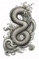 the number 18 with waves in the background  tattoo design idea