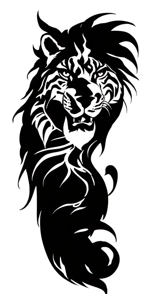 Nisha, Scorpio, India, Jungle, Lioness stormy night tattoo design idea