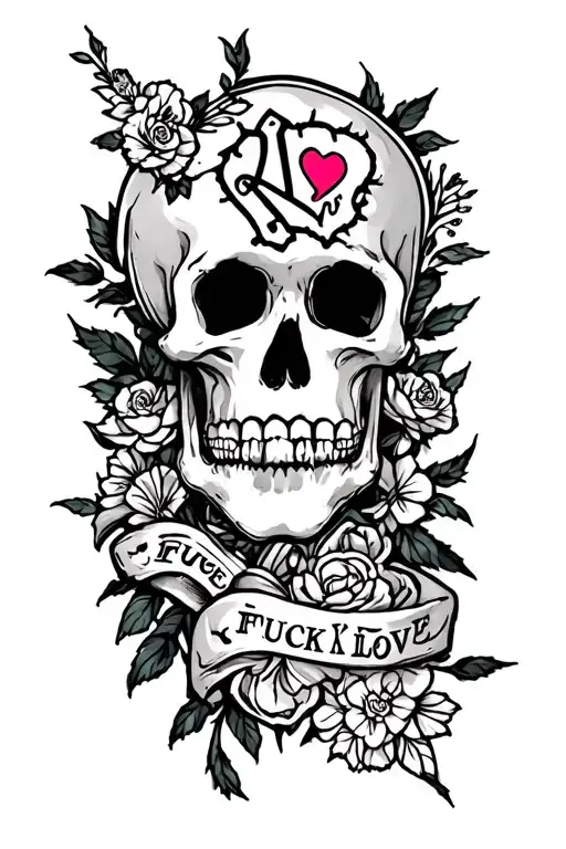 fuck love tattoo design idea