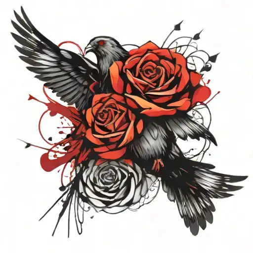 pigeon rose intertwined memorial tattoo tattoo design idea
