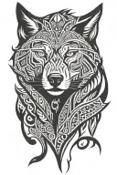 wolf face tattoo design idea
