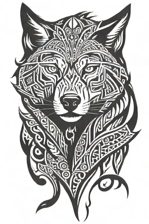 wolf face tattoo design idea