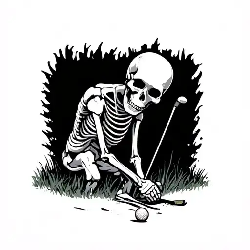 Skeleton Golfing tattoo design idea