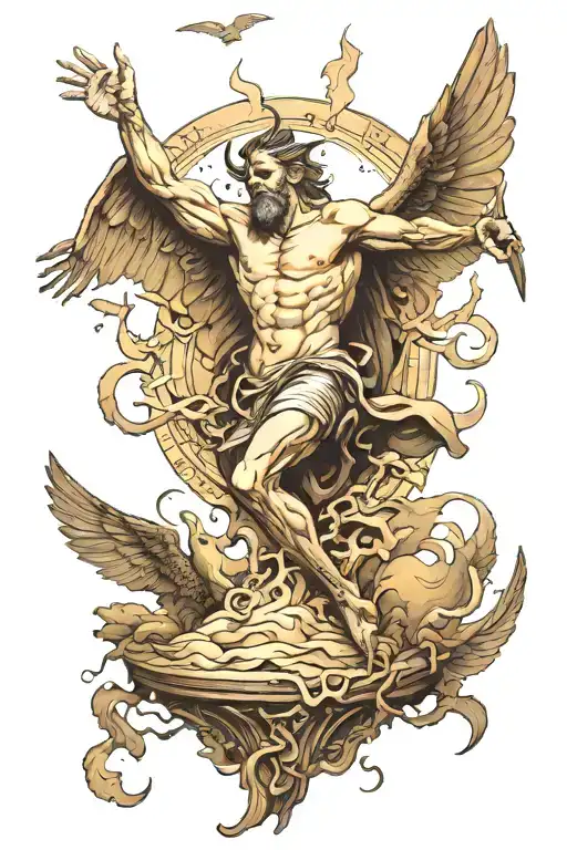 lucifer falling tattoo design idea