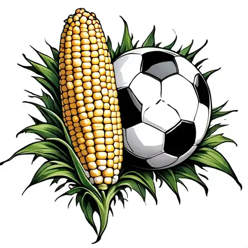 Soccer and corn tattoo design idea