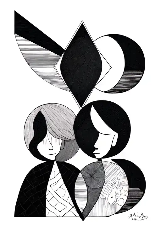 geometric shapes fine line for 3 siblings tattoo design idea