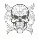 evil skull tattoo design idea