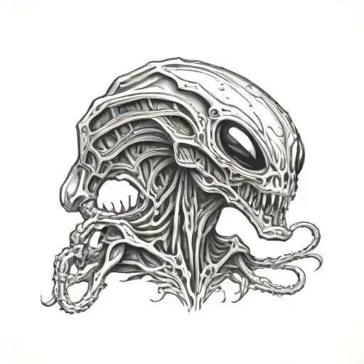bioorganic alien tattoo design idea