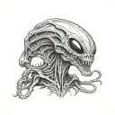 bioorganic alien tattoo design idea